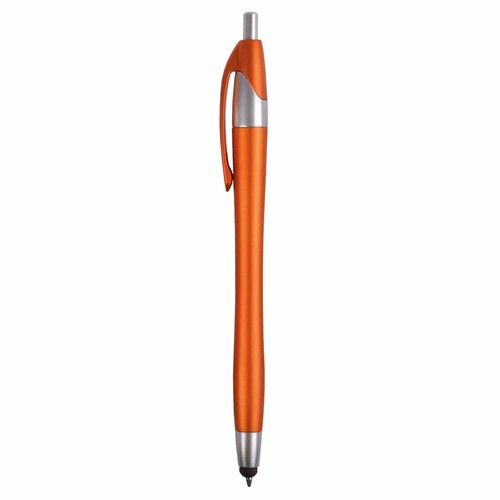 Plastic snap pen with touchscreen rubber tip