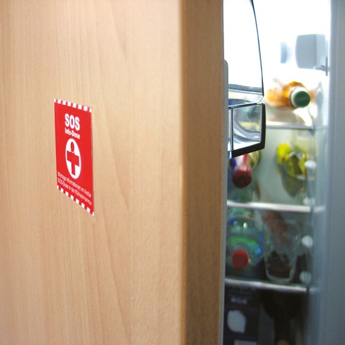 SOS-infobox met standaard sticker en wit oppervlak voor reclamedruk