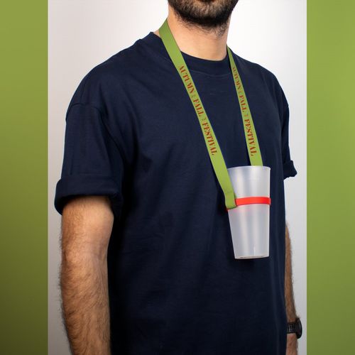 BOLTON. Smycz poliestrowa do sublimacji z silikonowym uchwytem na kubek