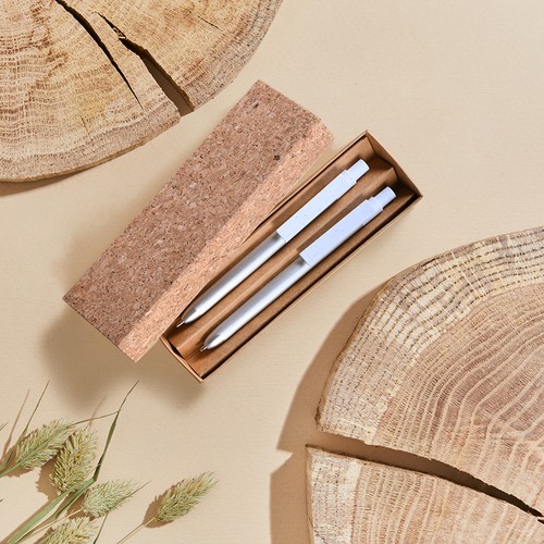 WRITING SET IN RECYCLED ALUMINUM, RECYCLED ABS AND CORK