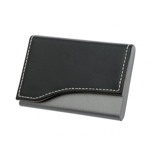 BLACK PU BURNISHED METAL TICKET HOLDER