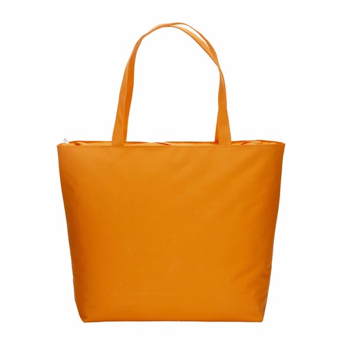 300D polyester beach bag  with long handles and zip closure