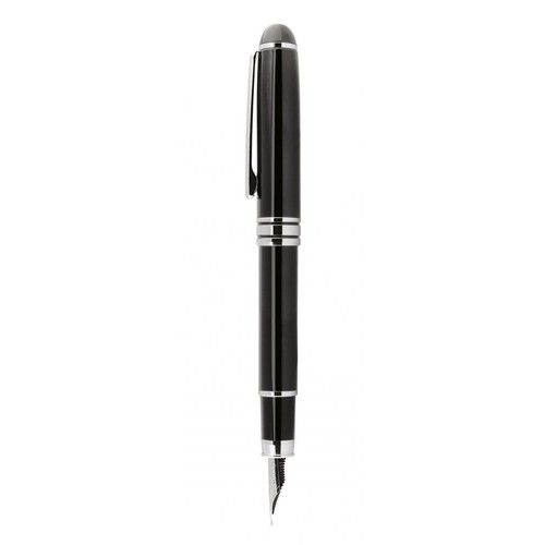 BLACK FOUNTAIN PEN - CHROMED d=13,5 mm