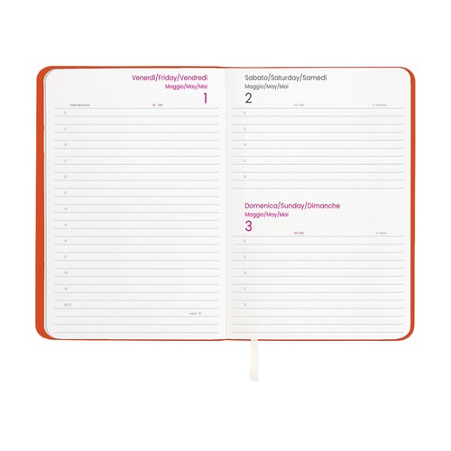 2026 daily planner with soft cover in thermo-reactive PU
