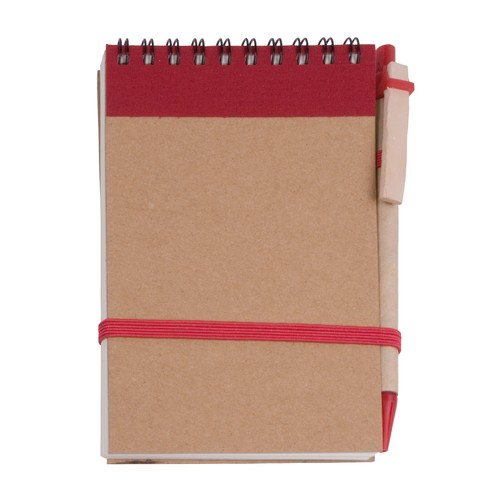 Bloc notes en papier recyclable avec stylo en carton (9x14,8 cm)