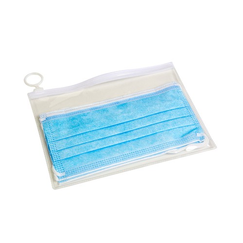 PVC zipped case (18.6 x 14.2 cm) for surgical masks and cooling sports towel (item 18424)