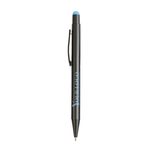 Aluminum push button ball pen with colored touch screen and laser engraved logo
