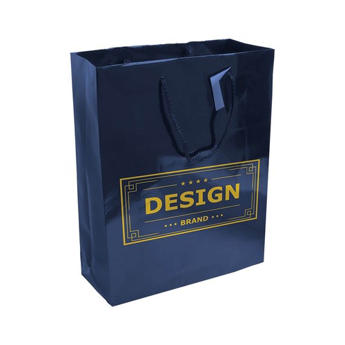 157 g/m2 laminated paper shopping bag with gusset and bottom reinforcement, string handles