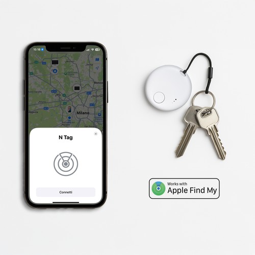 Détecteur d'objets sans fil en ABS. Compatible avec les appareils iOS.