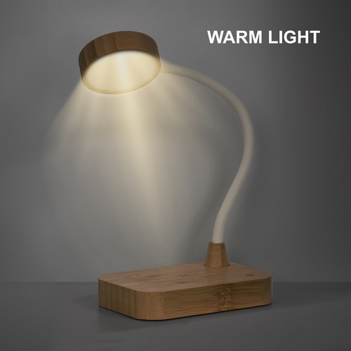 Lámpara de bambú multifunción con cargador inalámbrico de 15 W