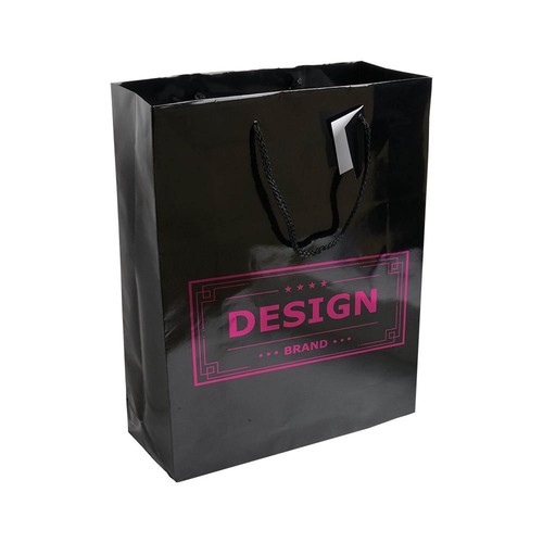 157 g/m2 laminated paper shopping bag with gusset and bottom reinforcement, string handles