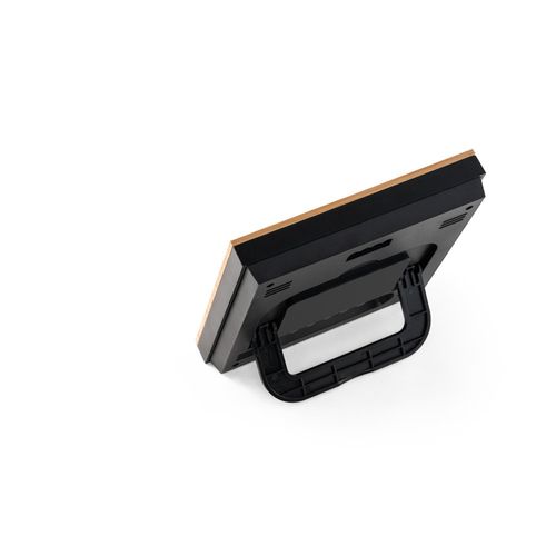 BROMLEY. Estación meteorológica de sobremesa con pantalla LCD en ABS y bambú