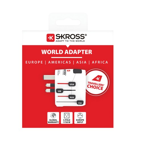 Adaptador de viaje mundial SKROSS Pro de 3 polos