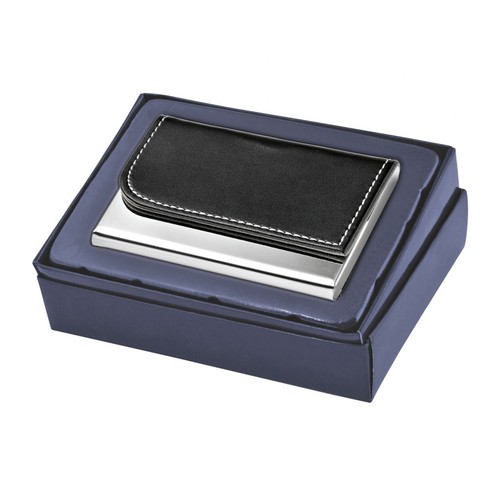 BUSINESS CARD CASE METAL - PU BLACK