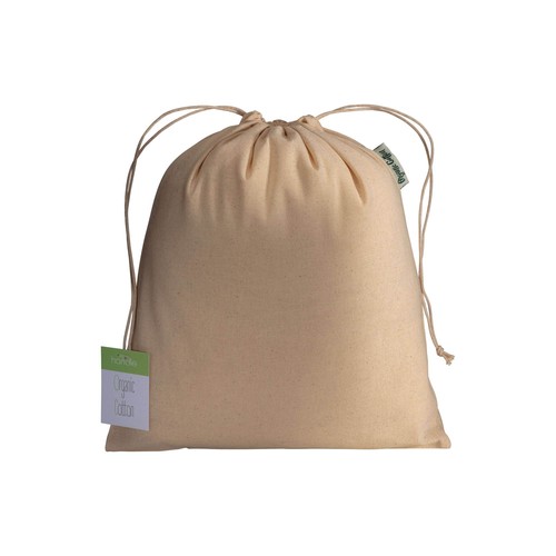 Pochon cadeau en coton organique, 140 g/m2, 25 x 30 cm