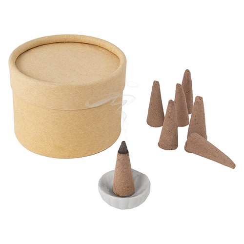Boîte avec des cônes d'encens Biancospino