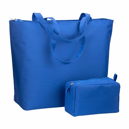 300D polyester beach bag  with long handles and zip closure