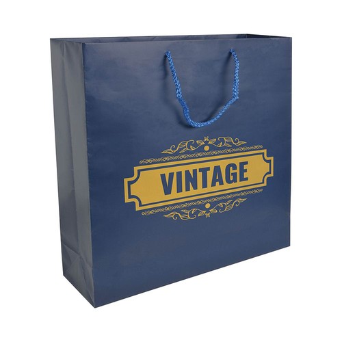 157 g/m2 matte laminated paper shopping bag with gusset and bottom reinforcement