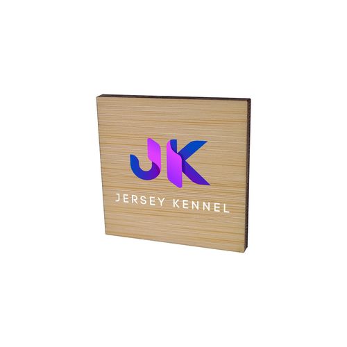 Badge Bamboo Carré 40mm, Épingle, Impression Quadri