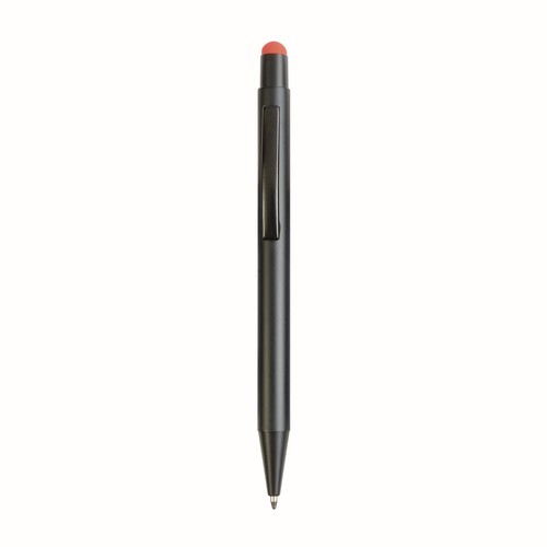 Aluminum push button ball pen with colored touch screen and laser engraved logo