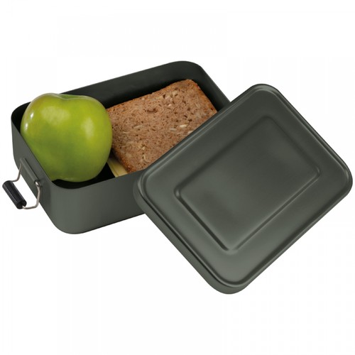 Aluminum lunch box with closure