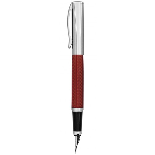 CHROMED FOUNTAIN PEN RED