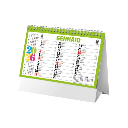 2026 Multicolour Monthly Desk Calendar, 13 sheets on matte coated paper