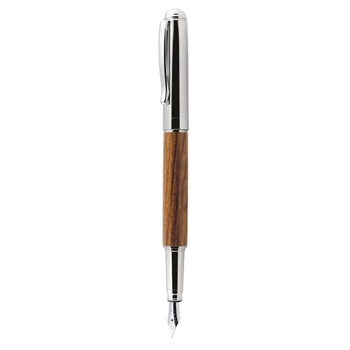 FOUNTAIN PEN WOOD AND CHROMED