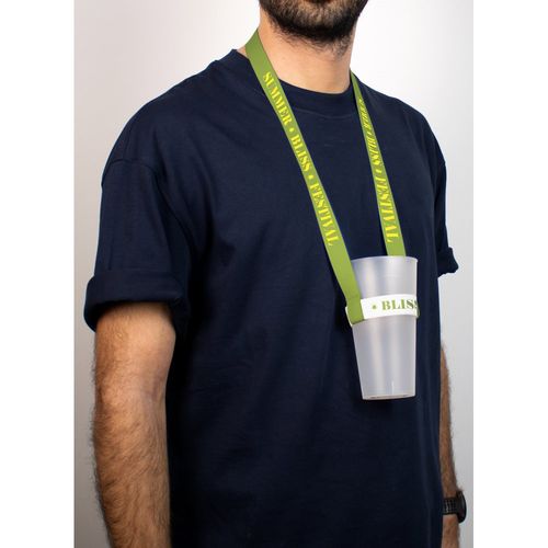 SWINDON. Smycz poliestrowa do sublimacji z elastycznym uchwytem na kubek do sublimacji