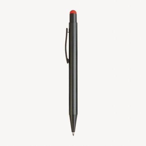 Aluminum push button ball pen with colored touch screen and laser engraved logo