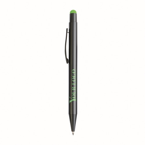 Aluminum push button ball pen with colored touch screen and laser engraved logo