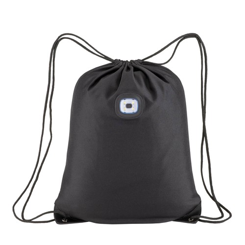 300D polyester backpack with COB LED light, reinforced corners.