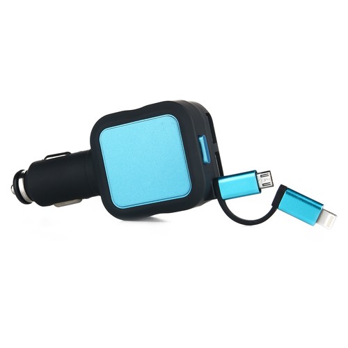 Car charger with retractable cable