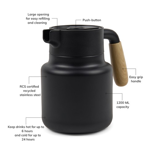 VINGA Pichet 1.2L en acier inoxydable recyclé RCS Arbe