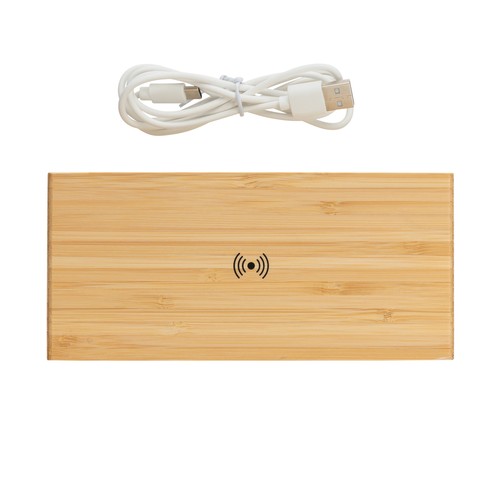 Despertador de bambú con cargador inalámbrico de 5W