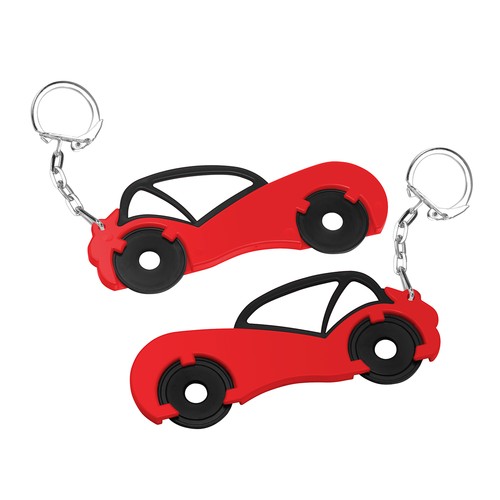 Chiphouder met twee winkelwagenmuntjes 1€ "auto"