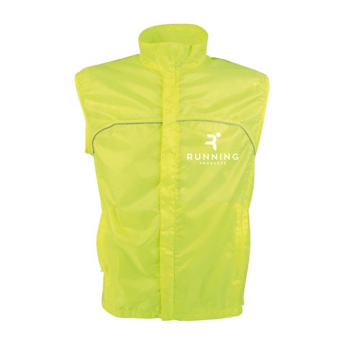 Gilet de haute visibilité en polyester avec filet aéré sur le dos de couleur fluo avec ban