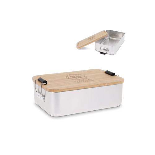 Lunch box aluminium with bamboo lid