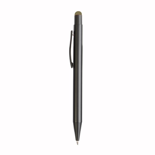 Aluminum push button ball pen with colored touch screen and laser engraved logo