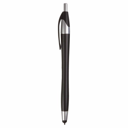 Plastic snap pen with touchscreen rubber tip