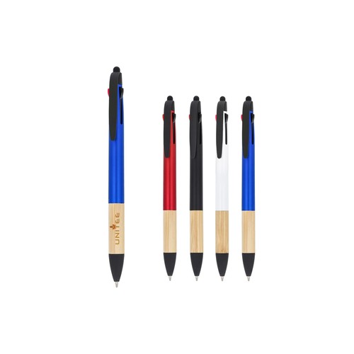 3-colour pen with bamboo grip
