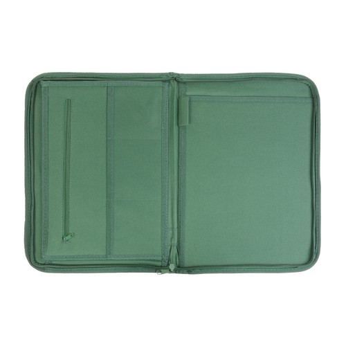 600D polyester brief folder with zip closure, 6 inside compartments