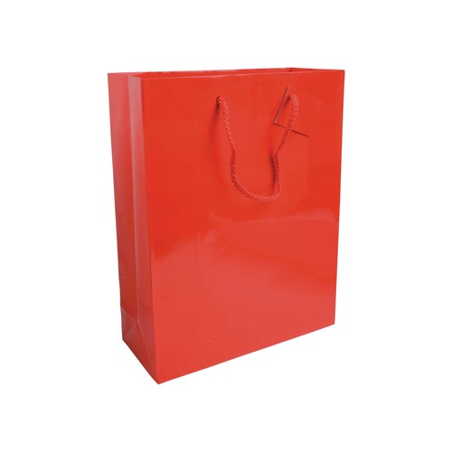 157 g/m2 laminated paper shopping bag with gusset and bottom reinforcement, string handles