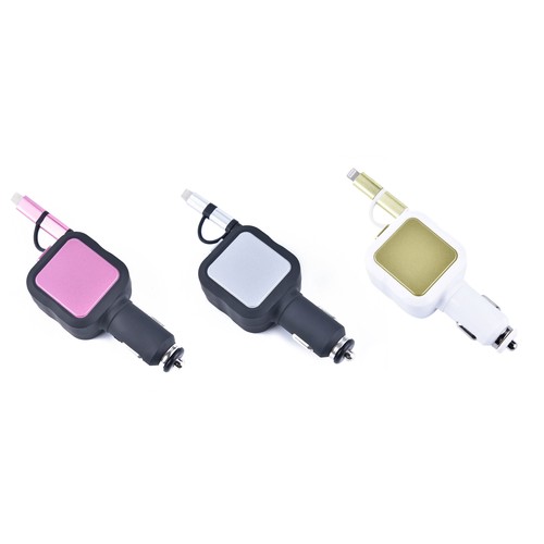 Car charger with retractable cable