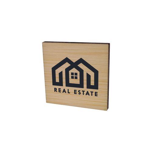 Badge Bamboo Square 40 mm, Needle, Print in full color