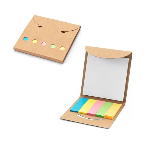 AINSLEY. 2-in-1 office set, made from 100% recycled paper, with 6 sticky notepads