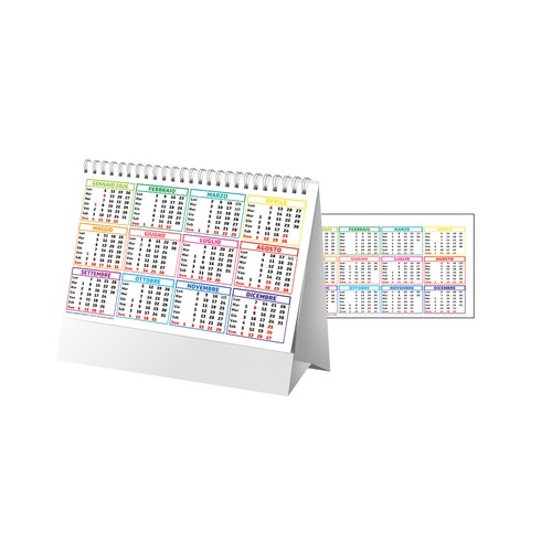 2026 Multicolour Monthly Desk Calendar, 13 sheets on matte coated paper
