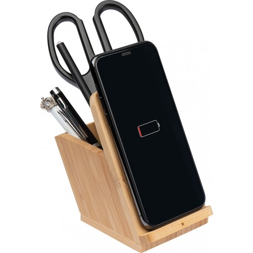 Bamboo Wireless Charger with Pen Holder