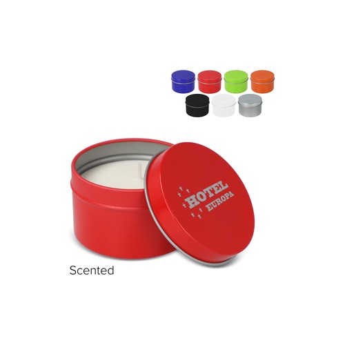 Bougie parfumée à base de plantes Kirtan dans une grande boîte en métal recyclé