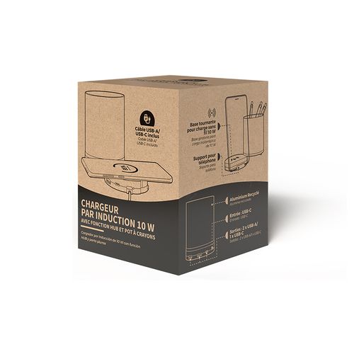 10W INDUCTION CHARGER WITH HUB AND PENCIL POT